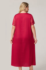 Curveins Plus Size Ice Silk Short Sleeve Loose Fit Comfortable Sleep Dress