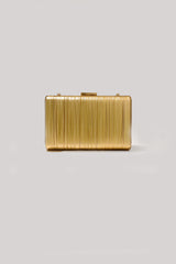 Curveinse Gold Square Pleated Elegant Evening Clutch Bag