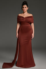 Curveins Plus Size Off-Shoulder One Side Tie Bodycon Maxi Dress