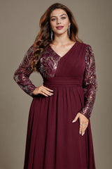 Curveins Plus Size V-Neck Sequin Bodycon Maxi Dress