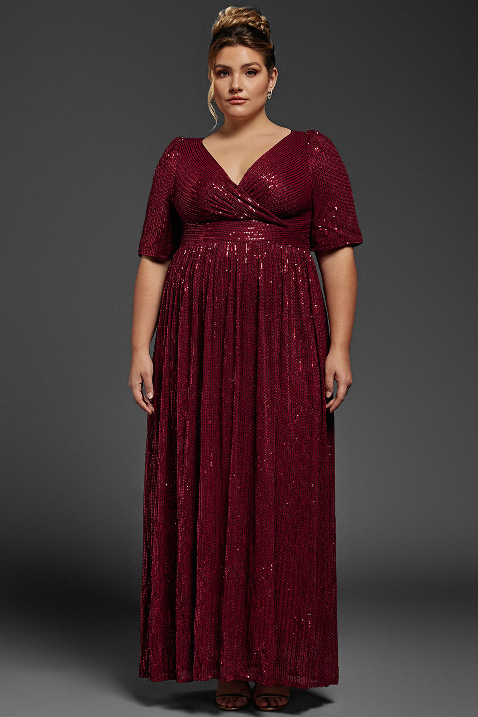 Curveins Plus Size Surplice Sequin Maxi Dress