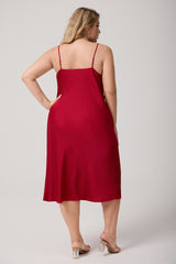 Curveins Plus Size Satin Cowl Neck Spaghetti Strap Loose Fit Sleep Dress