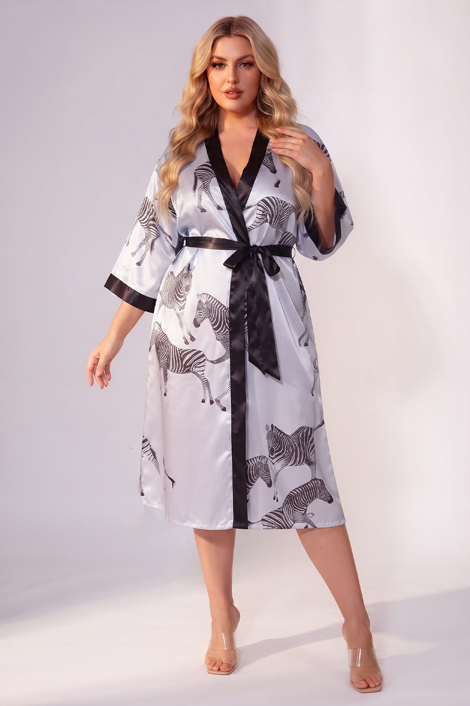 Curveins Plus Size Ice Silk Breathable Soft Cooling Summer Night Robe