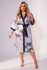 Curveins Plus Size Ice Silk Breathable Soft Cooling Summer Night Robe