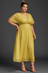 Curveins Plus Size Surplice Ruched Dress