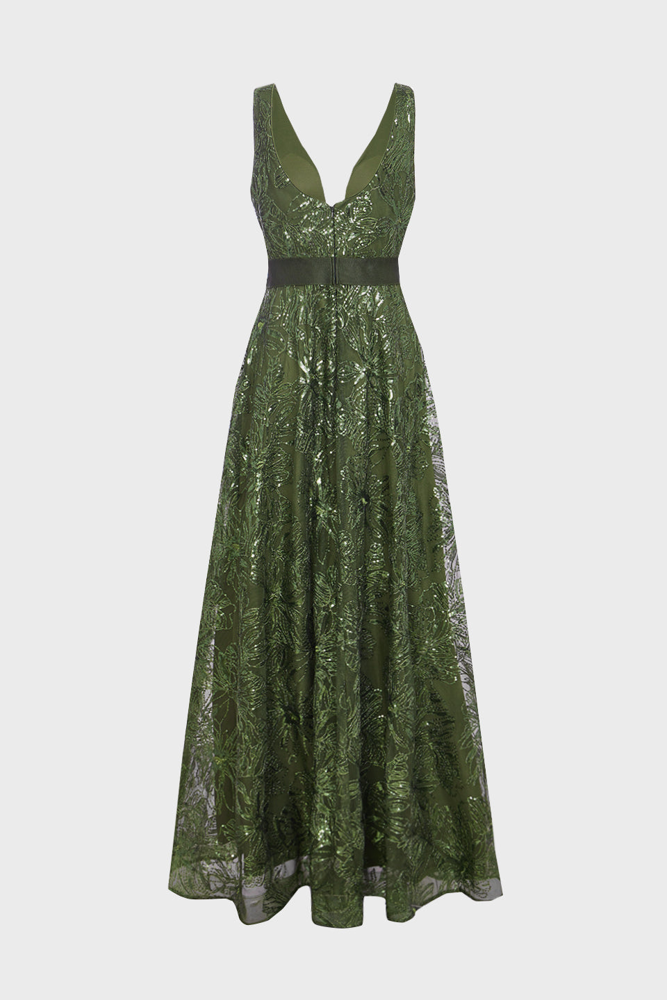 Curveins Plus Size Sleeveless Sequin Ruched Waist Elegant Sparkly Evening Maxi Dress