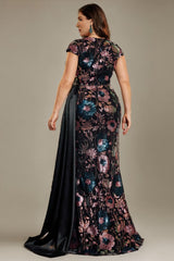 Curveins Plus Size Sparkling Sequin V-Neck Curve-Hugging Maxi Dress