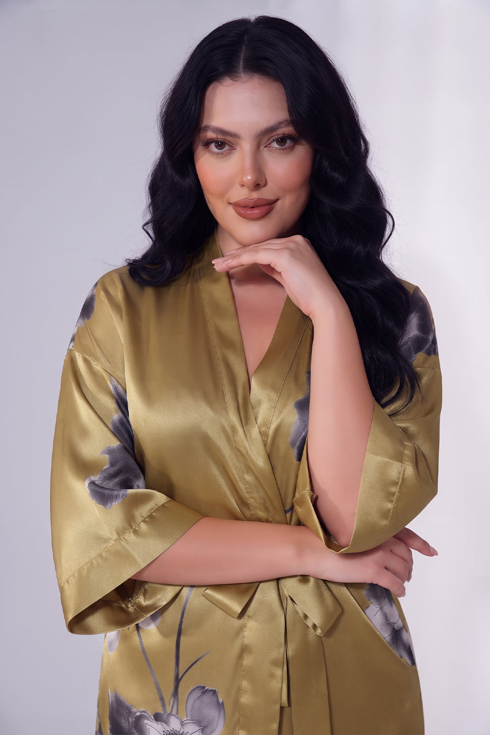 Curveins Plus Size Ice Silk Breathable Soft Cooling Summer Night Robe