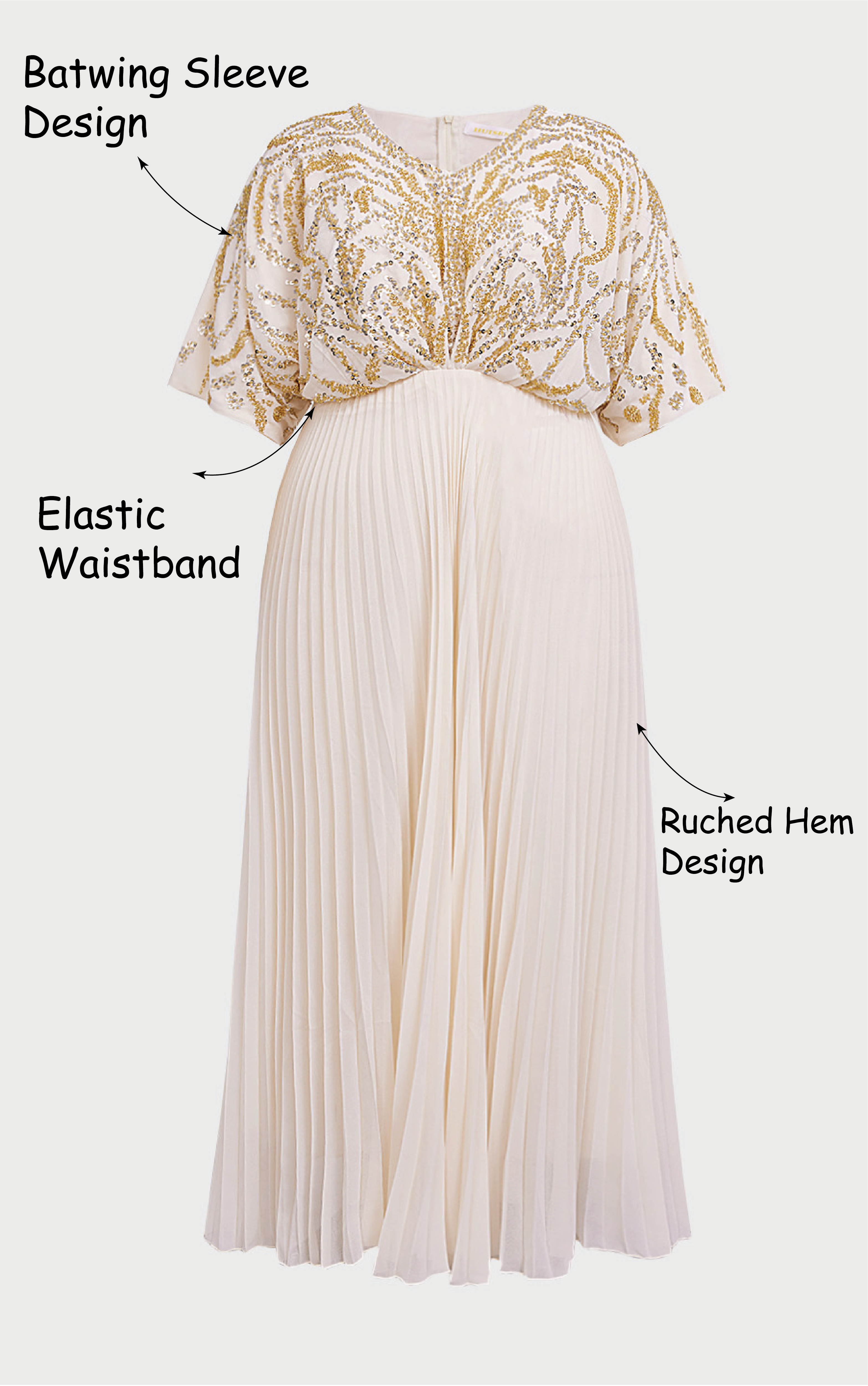 Curveins Plus Size V-Neck Sequin Glitter High-Low Maxi Dress