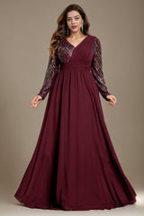 Curveins Plus Size V-Neck Sequin Bodycon Maxi Dress
