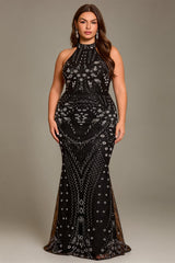 Curveins Plus Size Sleeveless Sequin Pattern Maxi Dress