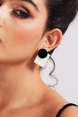 Curveinse Modern Geometric Black White Shell Pattern Earrings