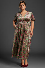 Curveins Plus Size Velvet Plain Maxi Dress