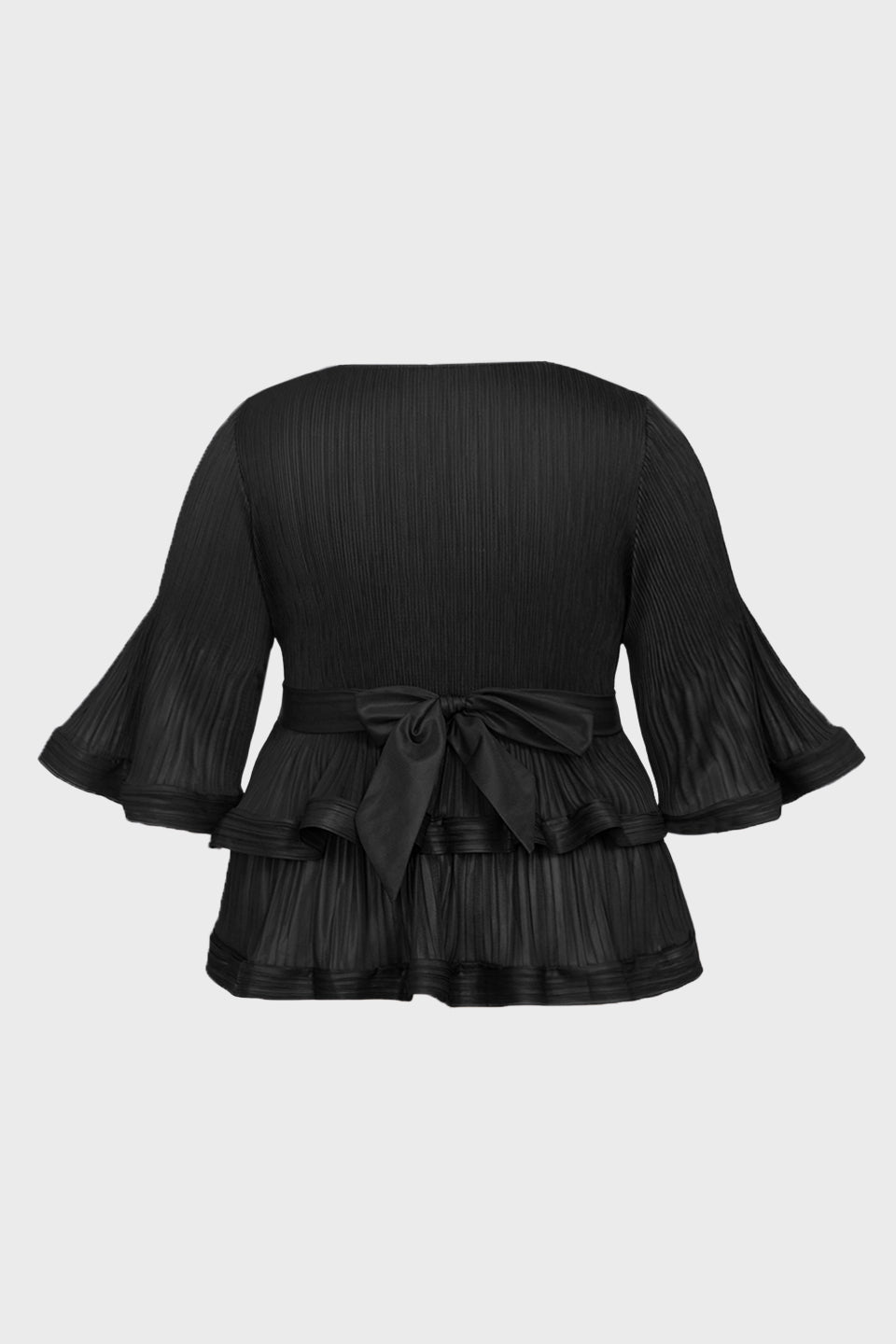 Curveins Plus Size Crew Neck Long Sleeve Ruffle Tiered Skirt Set