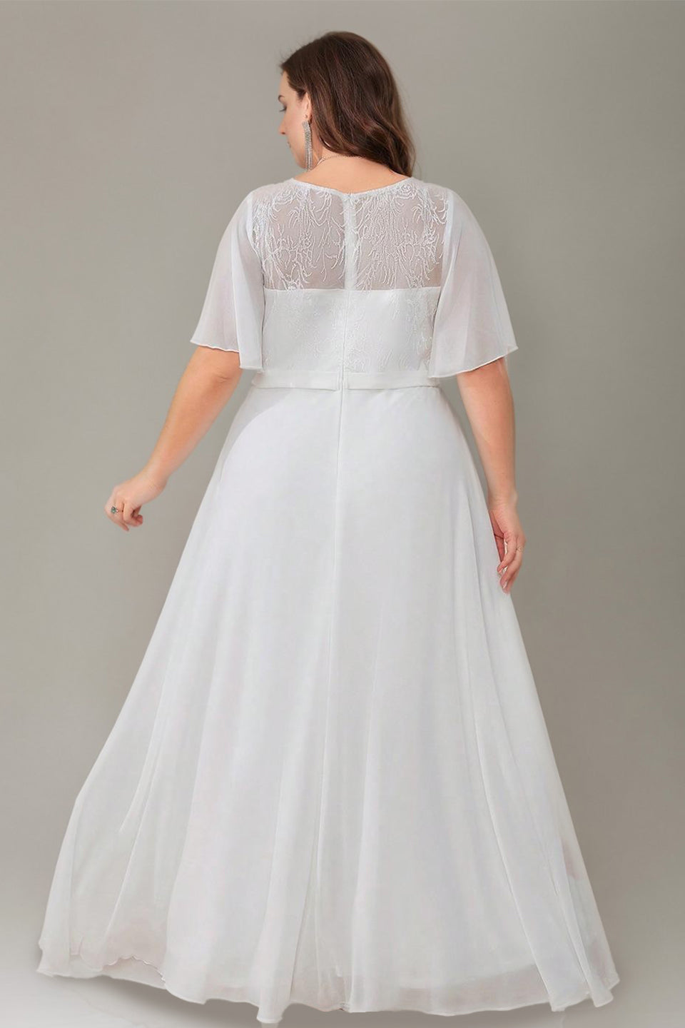 Curveins Plus Size Flowy Chiffon V-Neck  Formal Maxi Dress
