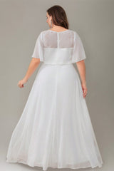 Curveins Plus Size Flowy Chiffon V-Neck  Formal Maxi Dress