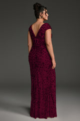 Curveins Plus Size One-Shoulder Side Slit and Waist Cinch Maxi Dress