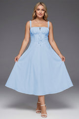 Curveins Plus Size Strap Fishbone Corset Midi Dress