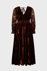 Curveins Plus Size Elegant V Neck Long Sleeve Ruched Waist Flowy Maxi Dress