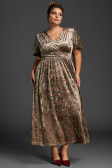 Curveins Plus Size Velvet Plain Maxi Dress