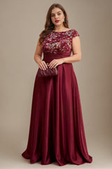 Curveins Plus Size Round Neck Sleeveless Ruched Cross Waist Pattern Maxi Dress