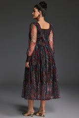 Curveins Plus Size V-Neck Floral Asymmetrical Hem Maxi Dress