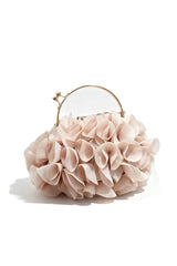 Curveinse Stylish Satin Evening Bag with Floral Details