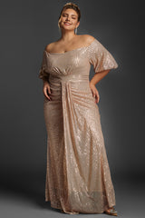 Curveins Plus Size Off-Shoulder Sequin Maxi Dress