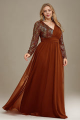 Curveins Plus Size V-Neck Sequin Bodycon Maxi Dress