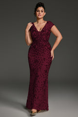 Curveins Plus Size One-Shoulder Side Slit and Waist Cinch Maxi Dress