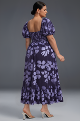 Curveins Plus Size V-Neck Short Sleeves Floral Print Maxi Dress