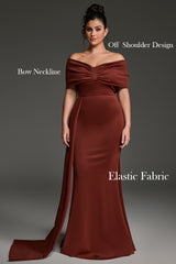 Curveins Plus Size Off-Shoulder One Side Tie Bodycon Maxi Dress