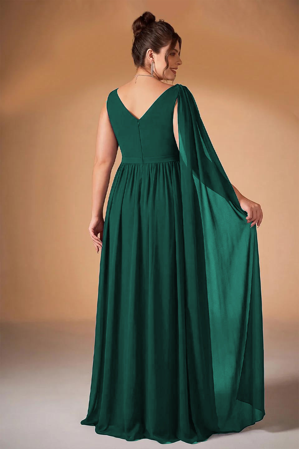 Curveins Plus Size V-Neck Backless High-Waist A-Line Sequin Maxi Dress