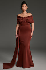 Curveins Plus Size Off-Shoulder One Side Tie Bodycon Maxi Dress