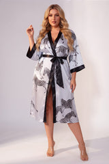 Curveins Plus Size Ice Silk Breathable Soft Cooling Summer Night Robe