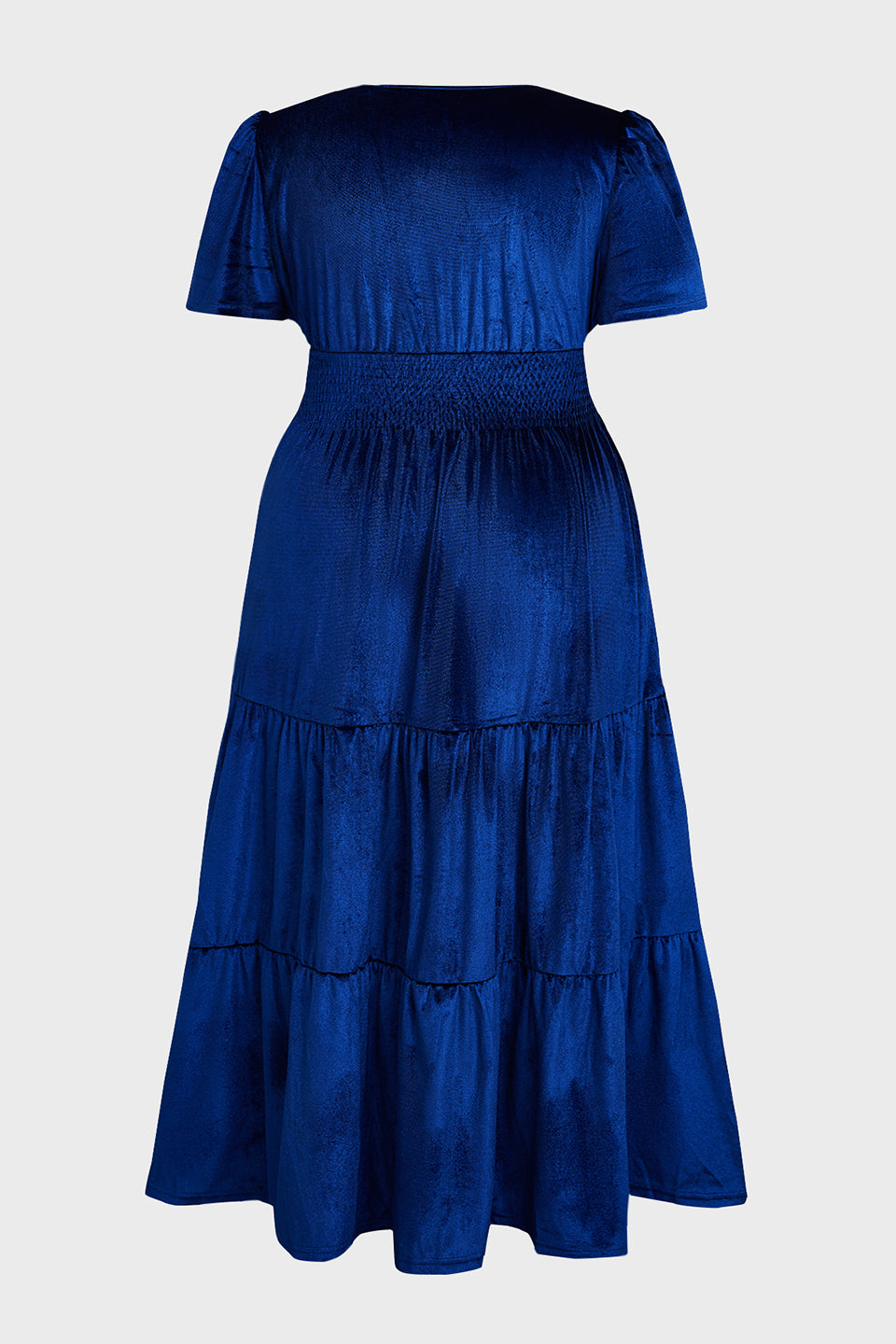Curveins Plus Size Velvet V-Neck Pleated Maxi Dress