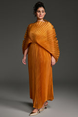Curveins Plus Size All-Over Pleated Long Maxi Dress Flowy Feminine Chic Evening Style