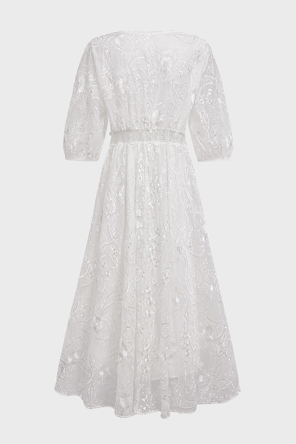 Curveins Plus Size Floral Embroidered V-Neck Ruffle Hem Maxi Dress
