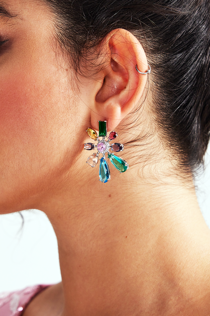 Curveins Rounded Abstract Gem Earrings