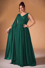 Curveins Plus Size V-Neck Backless High-Waist A-Line Sequin Maxi Dress