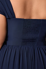 Curveins Plus Size Asymmetric One-Shoulder Sequin Side-Slit Maxi Dress