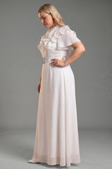 Curveins Plus Size Stand Collar Flare Sleeve Flowing A-Line Maxi Dress