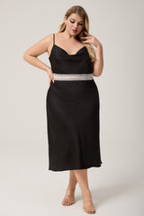 Curveins Plus Size Cami Nightdress with Waist Cut-Out Detail, Flirty White Summer Sleepwear