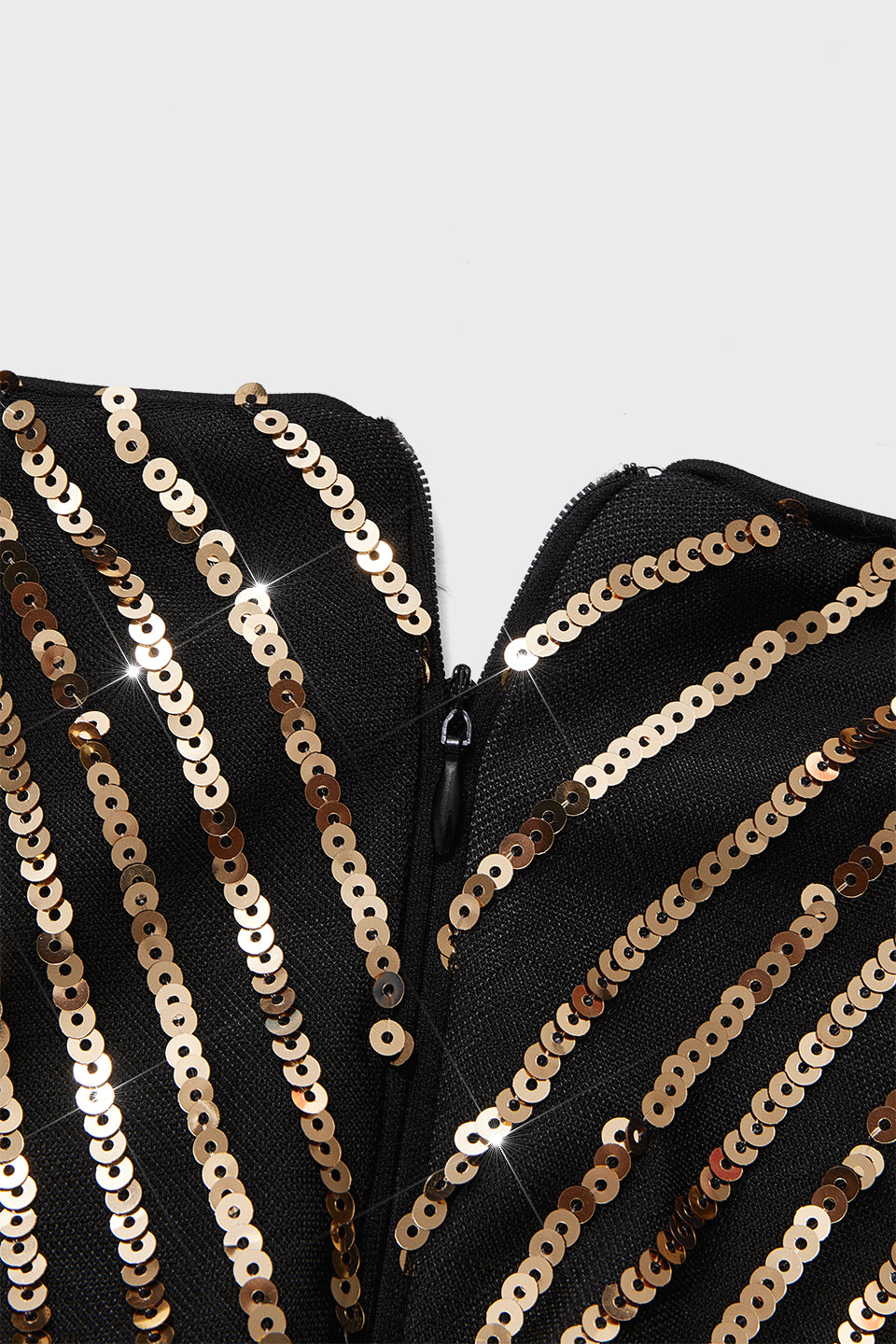 Curveins Plus Size Elegant V-Neck Sequin Lantern Sleeve Long Dress