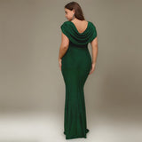 Curveins Plus Size Sleeveless Round Neck Side Slit Fishtail Maxi Dress