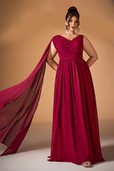 Curveins Plus Size V-Neck Backless High-Waist Slit A-Line Maxi Dress