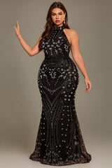 Curveins Plus Size Sleeveless Sequin Pattern Maxi Dress
