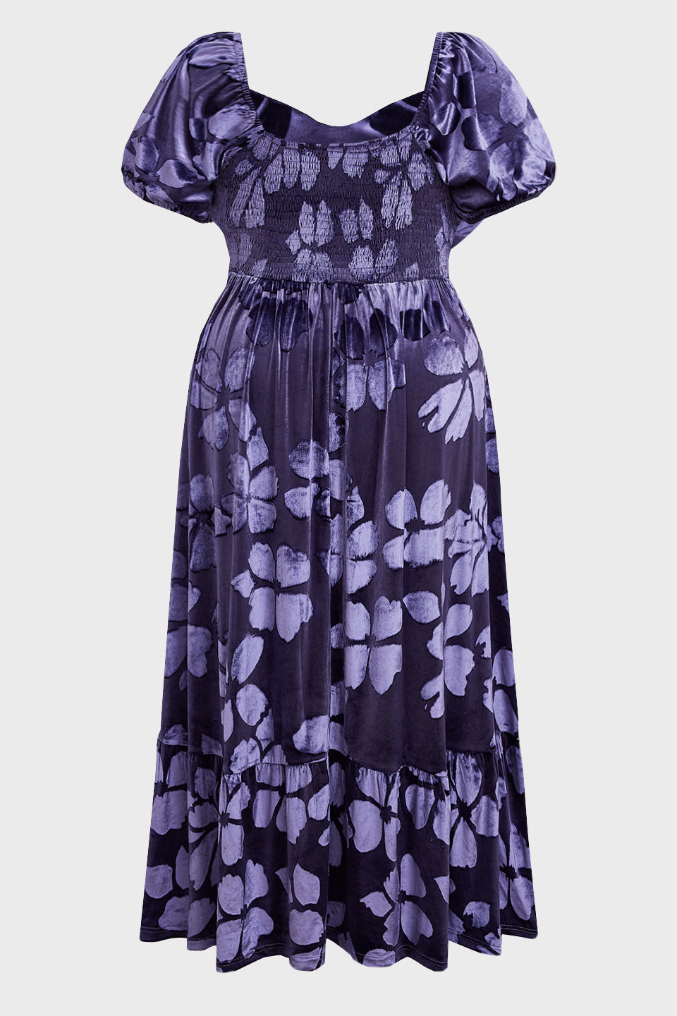 Curveins Plus Size V-Neck Short Sleeves Floral Print Maxi Dress
