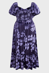 Curveins Plus Size V-Neck Short Sleeves Floral Print Maxi Dress