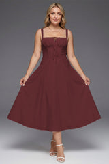 Curveins Plus Size Strap Fishbone Corset Midi Dress